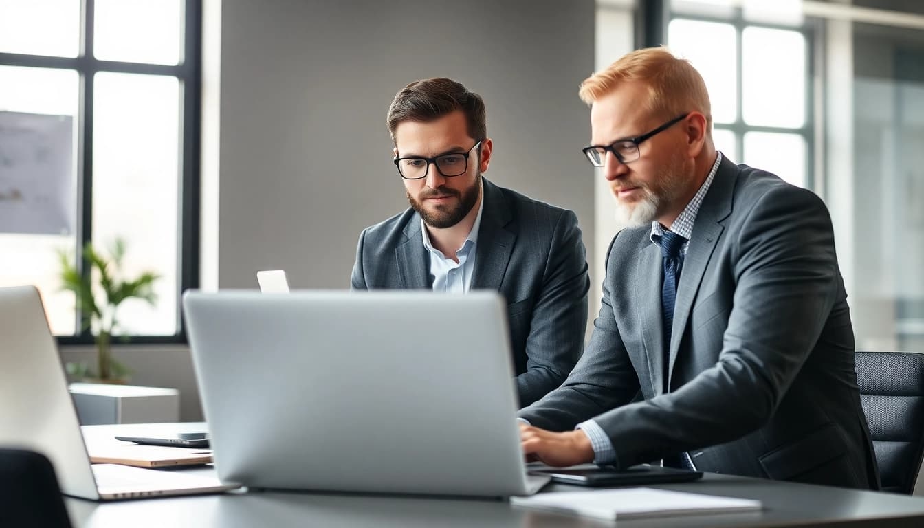 Headhunter IT berät Kunden professionell in einem modernen Büro mit Technologie.