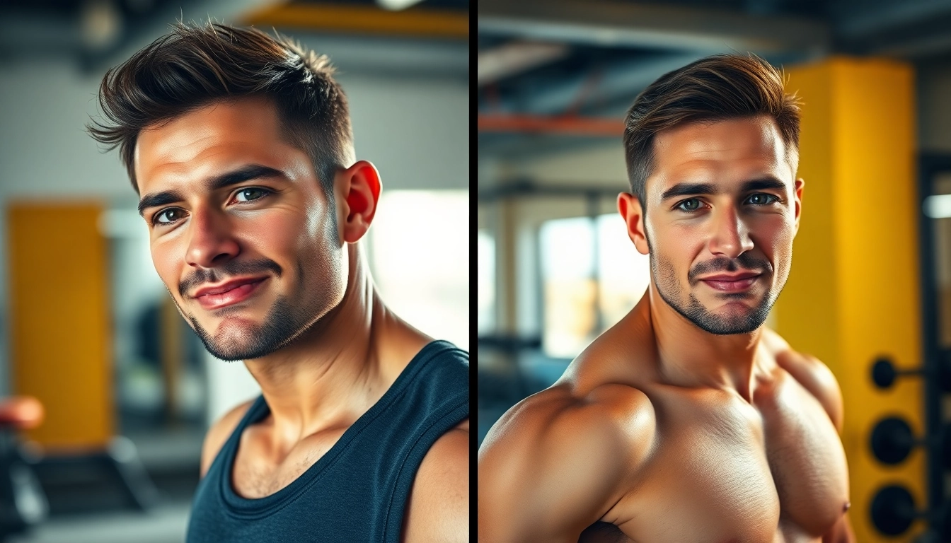 Erleben Sie Testo vorher nachher: Eine beeindruckende Fitness-Transformation von Mann in zwei Stadien.