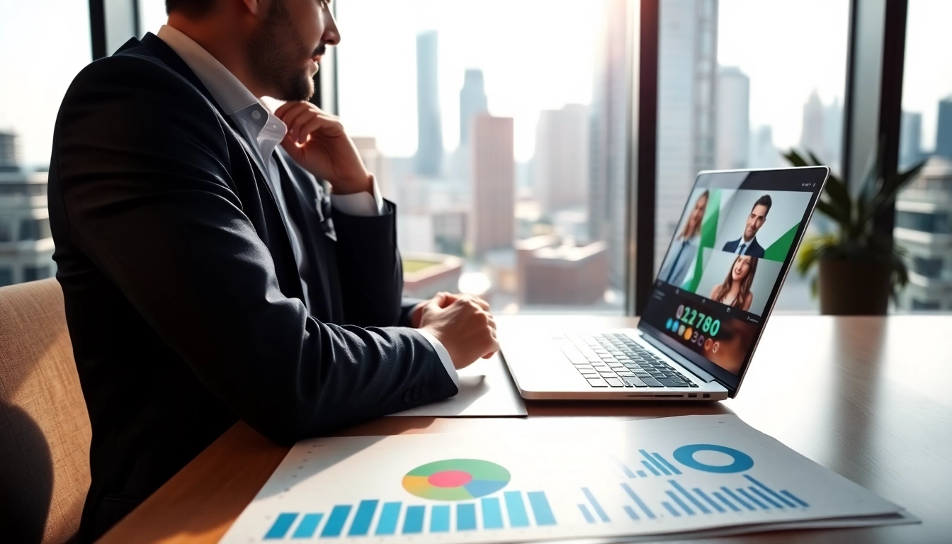 Headhunter IT engagiert sich in einem modernen Büro, während Sie an einem Laptop arbeiten.