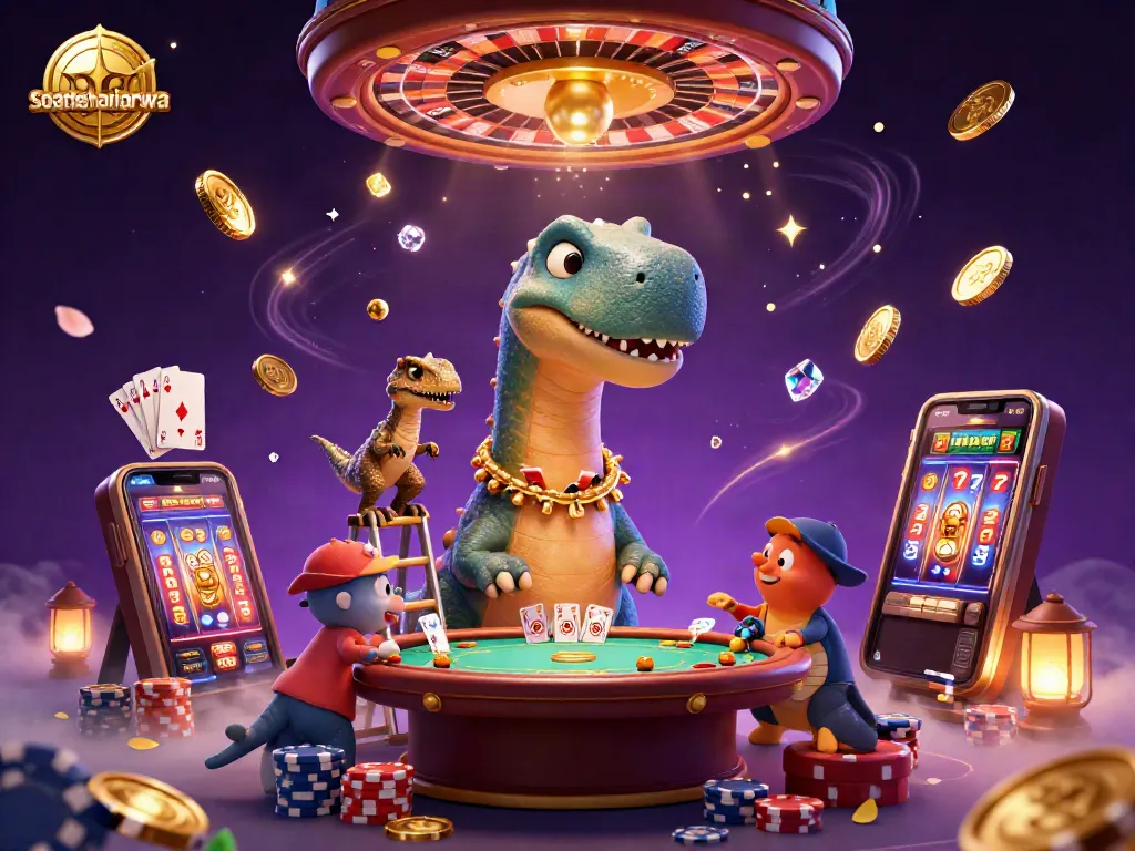 Experience thrilling casino action with soarbehaviorwa's dynamic 3D scene featuring epic characters and prizes.