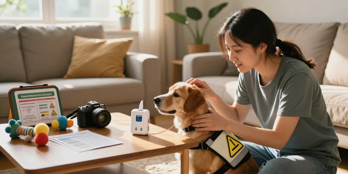 Kohlenmonoxidvergiftung bei Hunden: Haustierbesitzer trainiert mit Hund zur CO-Detektion in sicherer Wohnumgebung.