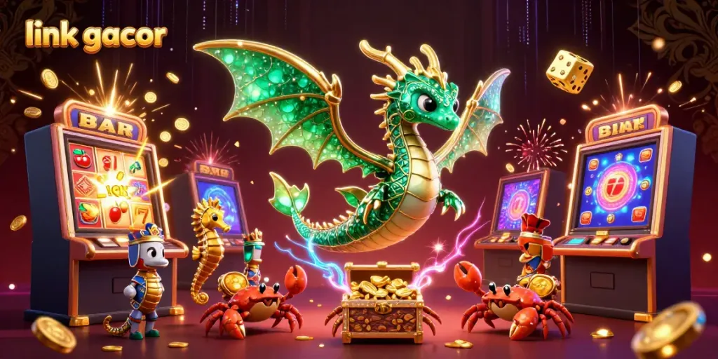 Win big today with link gacor jackpot slots and exciting game elements in a vibrant illustration.