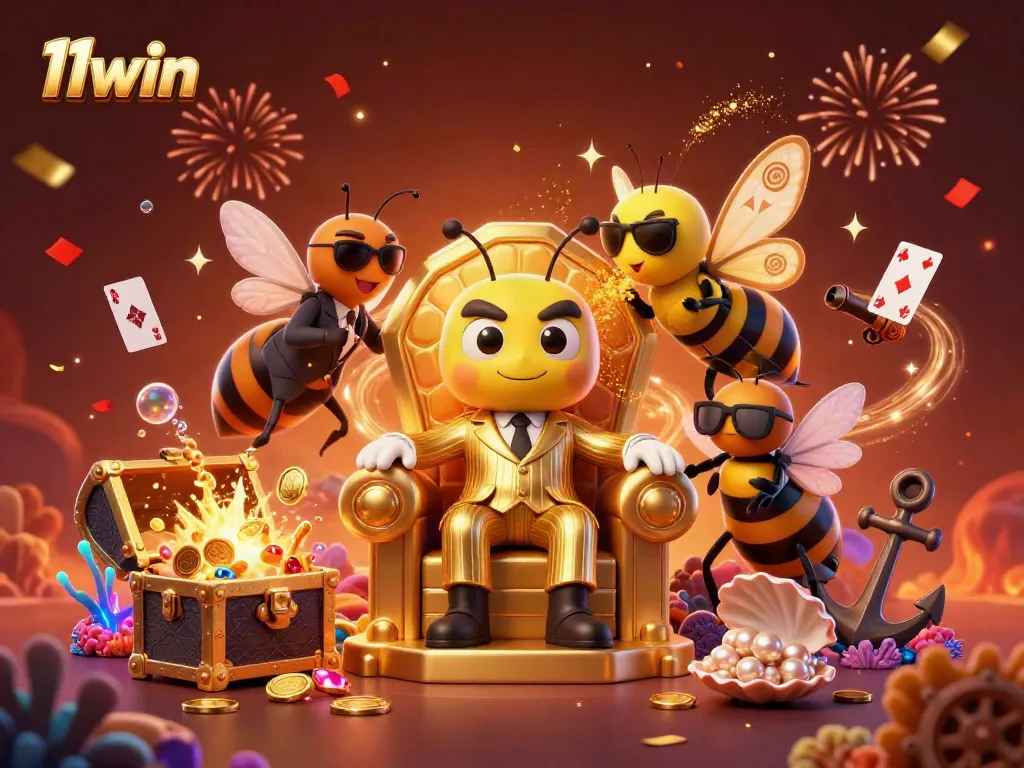 Engage with the vibrant world of 11win, showcasing casino excitement with dynamic elements like the bumblebee mob boss.
