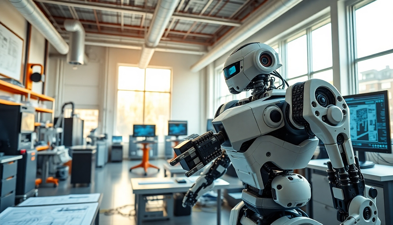 Botland bietet eine innovative Robotik-Werkstatt mit modernem Equipment und hellem Licht.