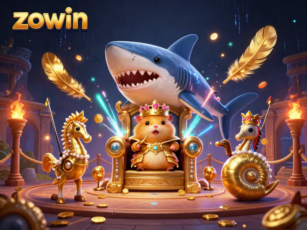 Experience zowie action with the golden hamster king in an exciting casino-themed scene.