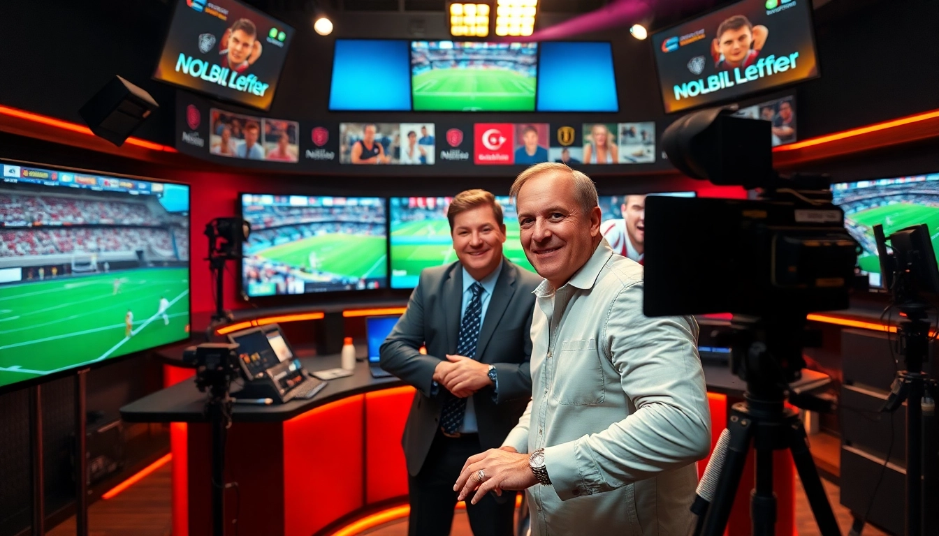 Capture the essence of sports broadcasting with a dynamic commentator and advanced technology.