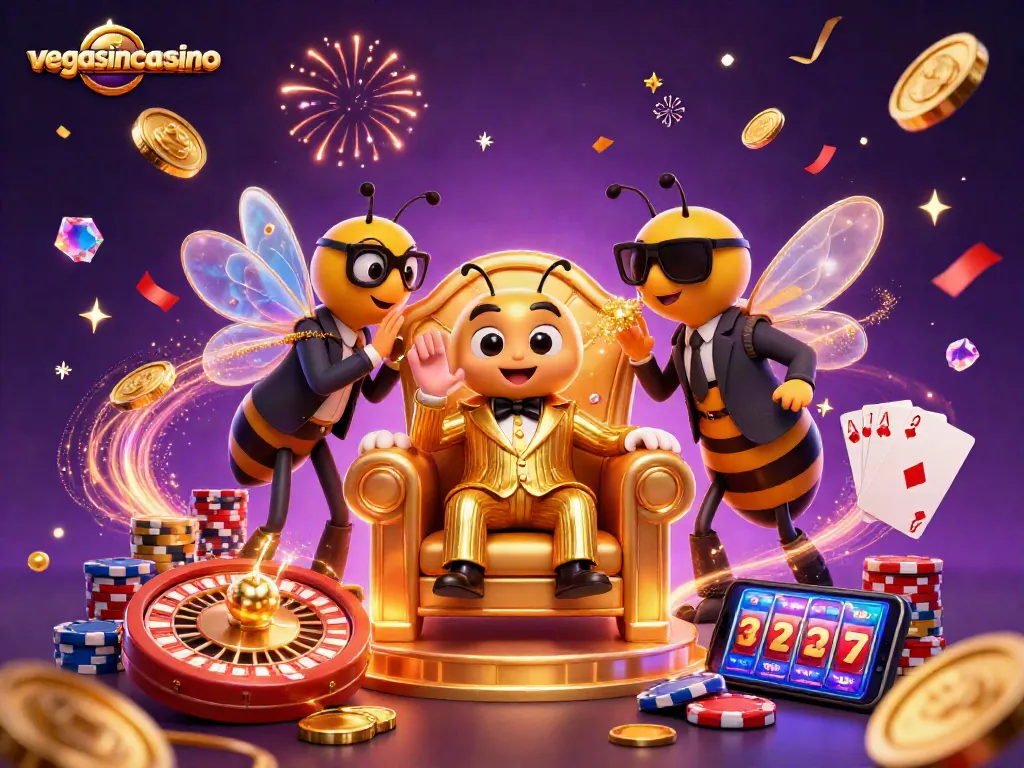 Experience vibrant gaming at vegasinocasino with a dynamic 3D casino scene featuring exciting elements.