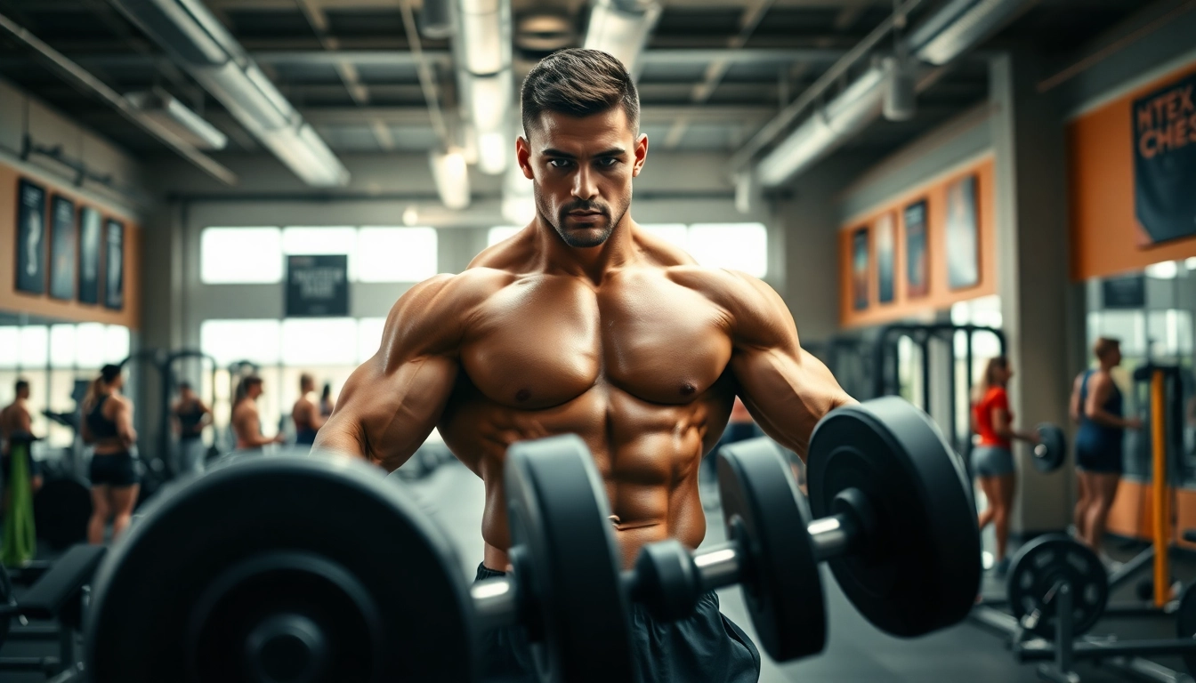 Proviron kaufen: Fitnessenthusiast hebt Gewichte in einem modernen Fitnessstudio.